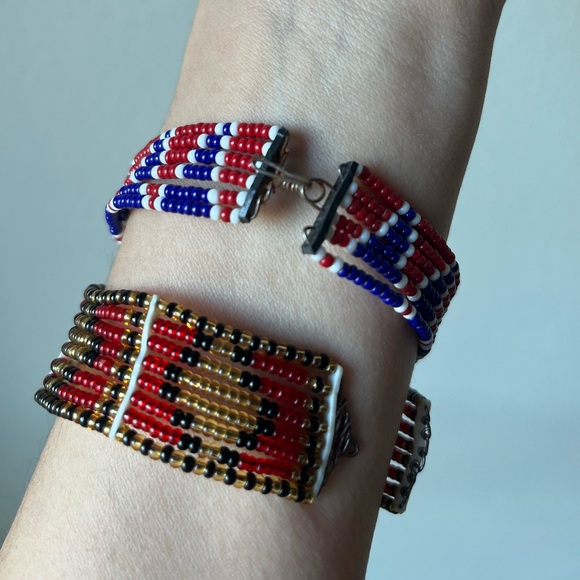 Vintage Small Beaded Cuff/Bangle Bracelet Set - Picture 3 of 10